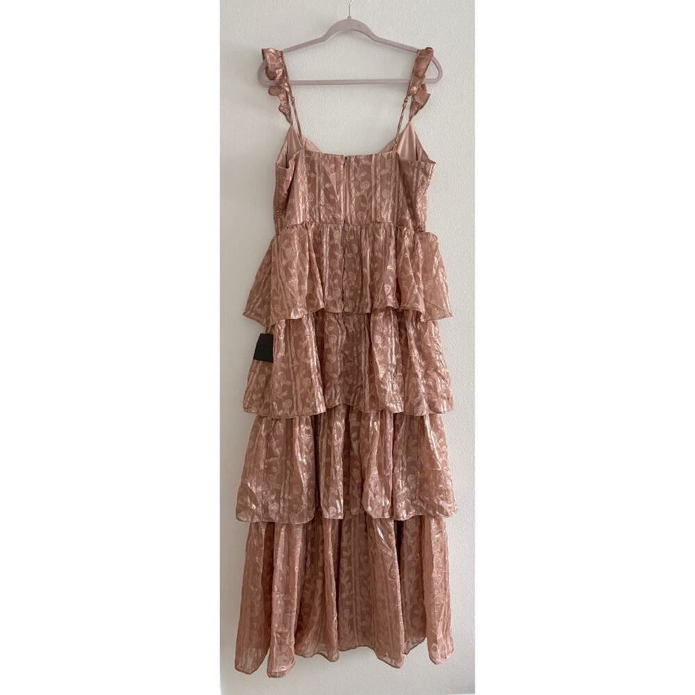 Lulus Dusty Pink Floral Bustier Tiered Side Slit Maxi Dress XL - Picture 3 of 8